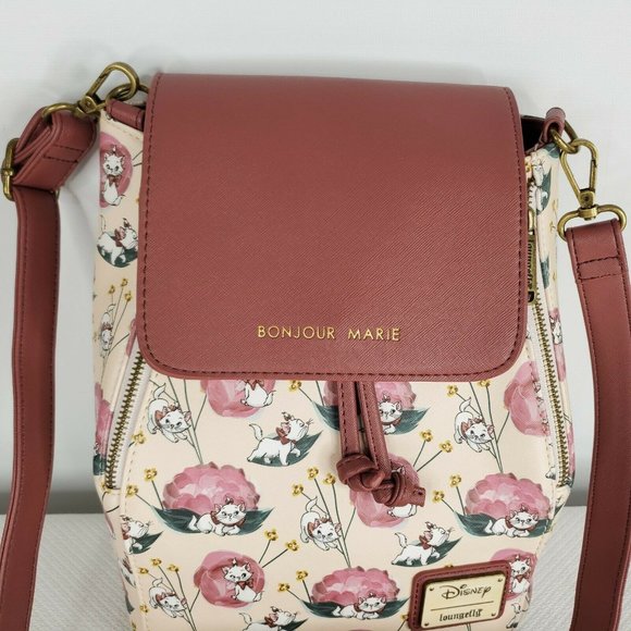 Loungefly Disney Aristocats Convertible Backpack Bonjour Marie Purse Wallet Set - Picture 2 of 9